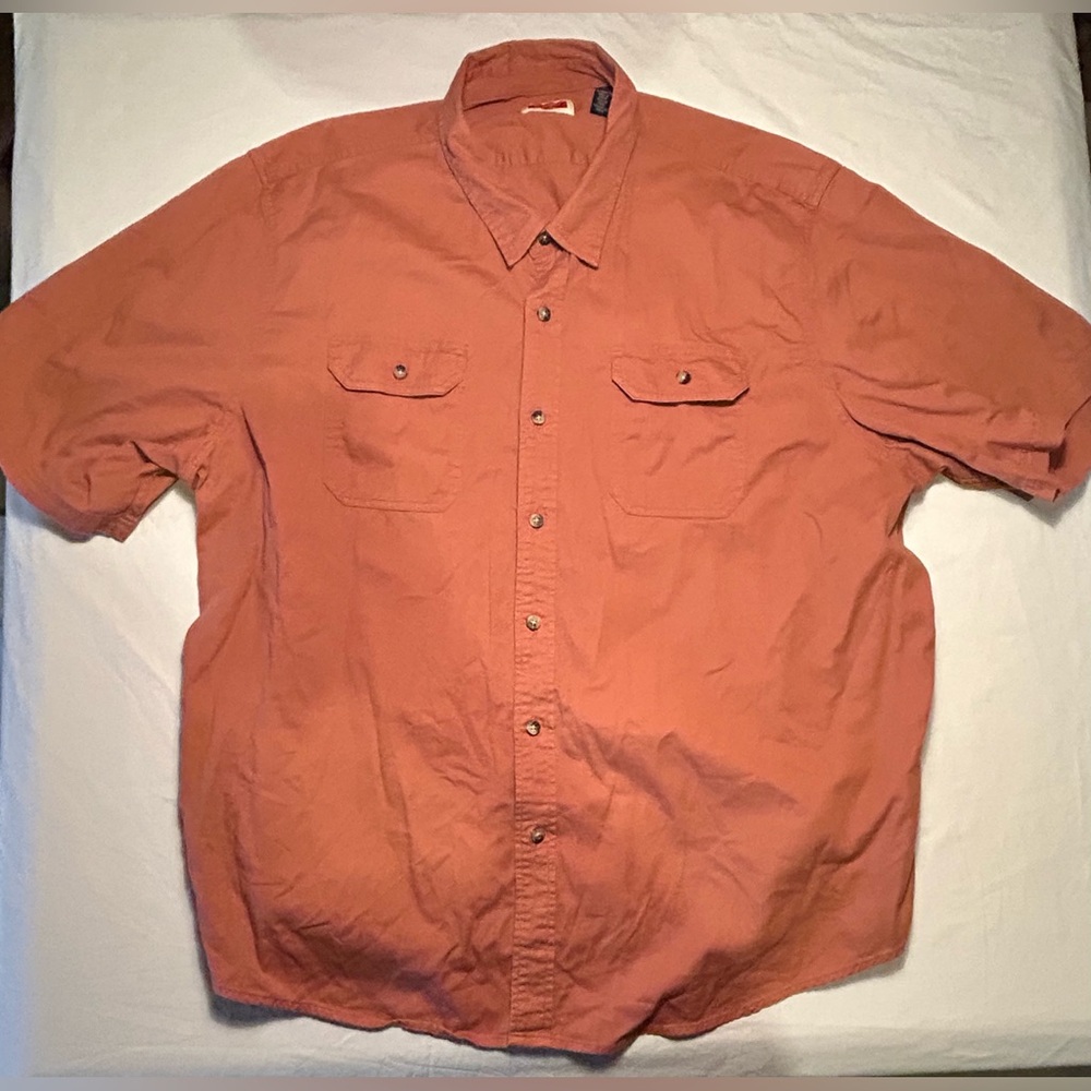 Wrangler Burnt Orange Short Sleeve Button Up Shirt Men’s 3XL Western W/ Pockets